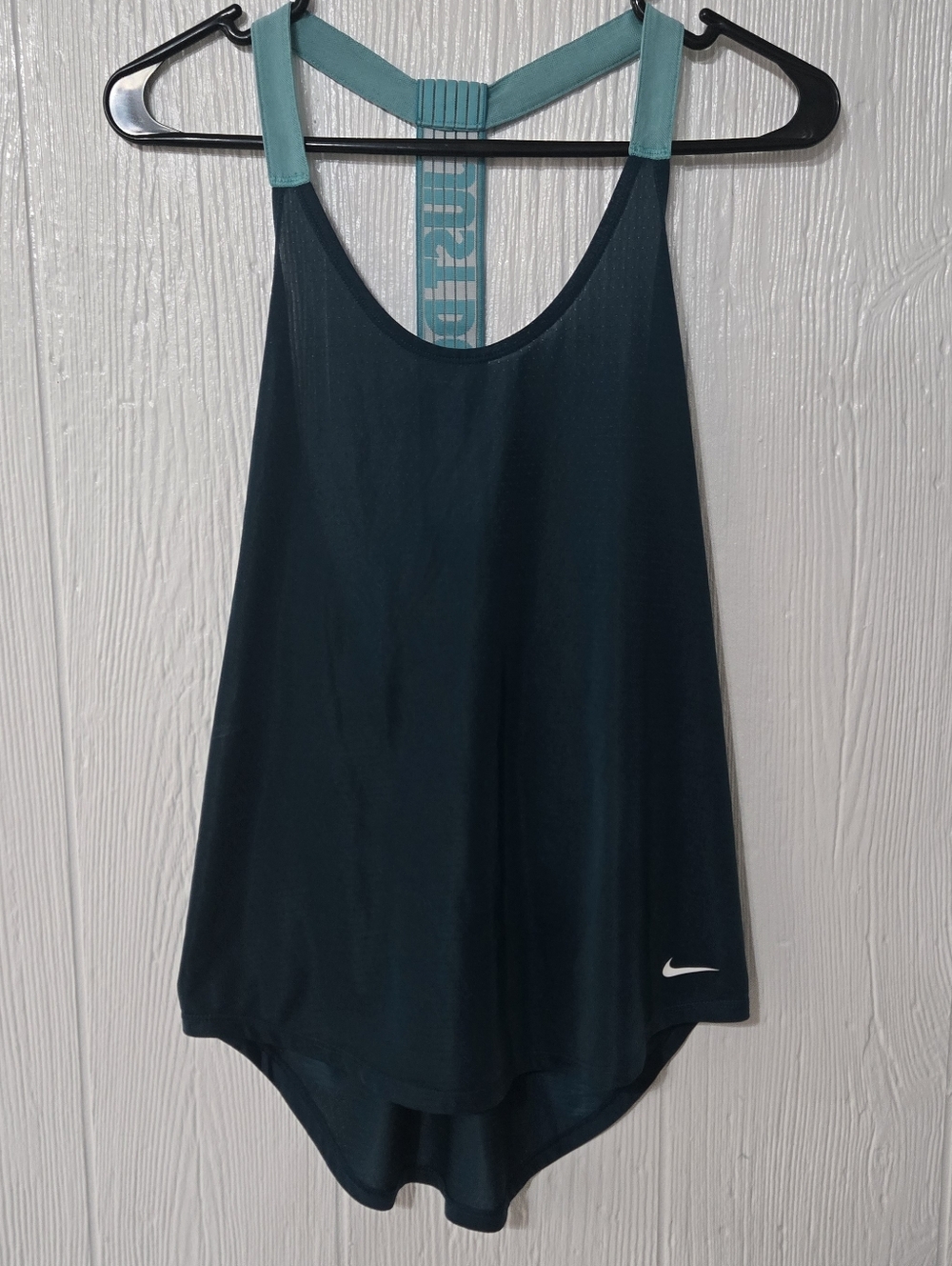 Nike Elastika Elevate Training Tank Top Spell Out Racerback Teal Green - S